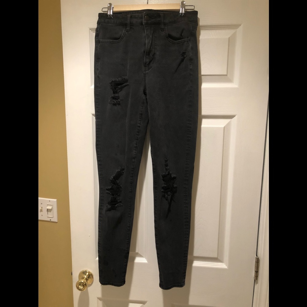 Black Distressed American Eagle Ripped Jeans